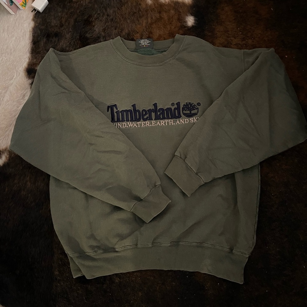 Vintage green spell out Timberland sweatshirt crewneck